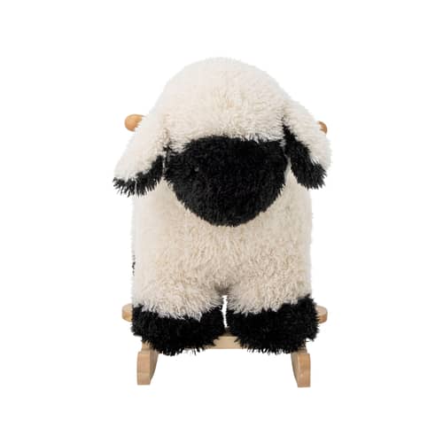 Schaukelspielzeug Dolly textil weiß - Bloomingville - Weiß & Schwarz - Eisen, Pappelholz, Polyesterfaser