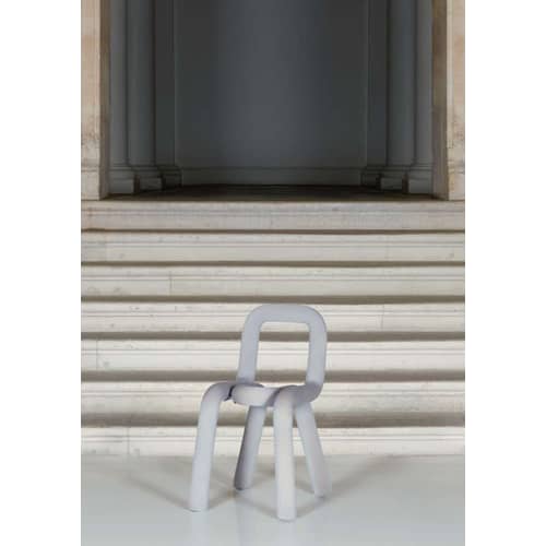 Sedia imbottita Bold tessuto grigio - Moustache - Grigio chiaro - Acciaio, Espanso, Tessuto