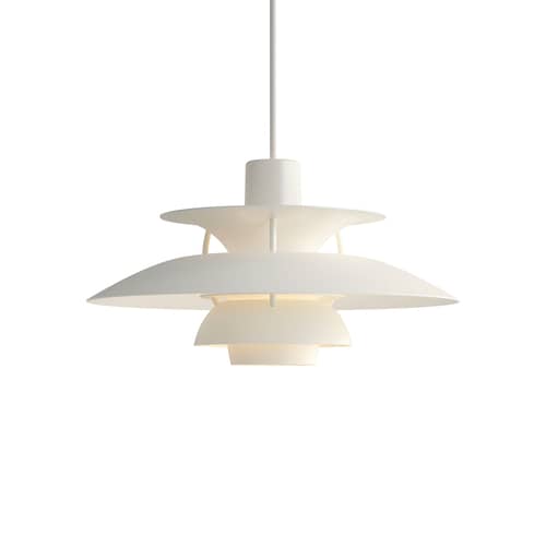 Sospensione PH 5 Mini metallo bianco / Ø 30 cm - Louis Poulsen - Monocromatico bianco - Alluminio laccato