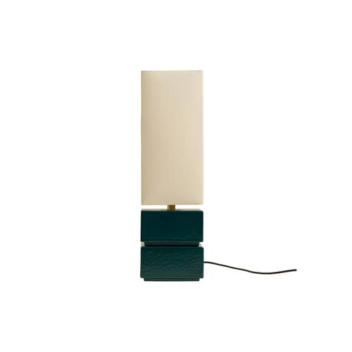 Tower Table lamp ceramic blue / H 51 cm - Maison Sarah Lavoine - Sarah blue - Cotton, Glazed ceramic