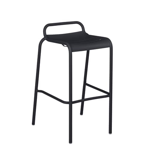 Tabouret de bar Luxembourg métal noir / Aluminium - H 78 cm - Fermob - Carbone - Aluminium peint