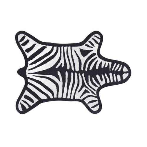Tapis de bain Zebra  blanc noir / Reversible - 112 x 79 cm - Jonathan Adler - Blanc / Noir - Coton