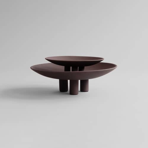 Centre de table Duck Big céramique marron / Ø 45 x H 14 cm - 101 COPENHAGEN - Chocolat - Céramique