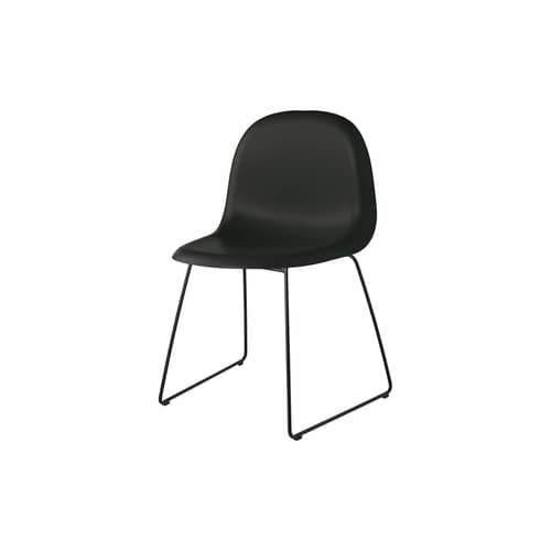 Chaise empilable 3D plastique noir / Recyclé - Gubi - Noir / Pied noir - Acier, Plastique recyclé