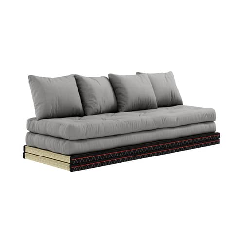 Schlafcouch Chico textil grau / Modulierbar - B 200 cm - KARUP DESIGN - Grau 746 - Geflochtenes Binsengras, Gewebe, Recycelte Mischfasern, Reisstroh, Schaumstoff