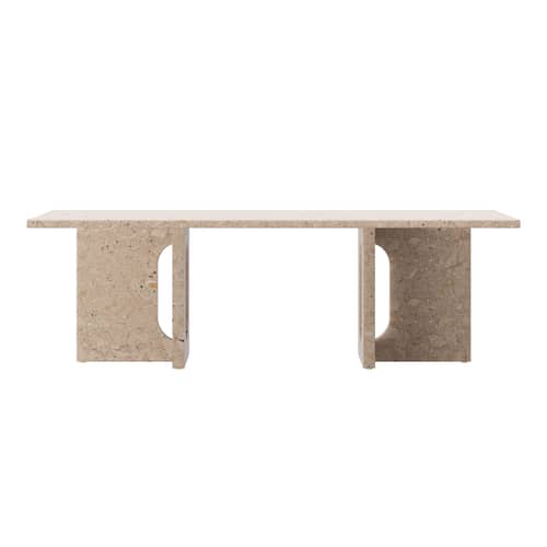 Androgyne Lounge Stone Coffee table stone beige / 120 x 45 x H 37.8 cm - Stone base - Audo Copenhagen - Kunis Breccia stone / Sand stone base - Stone Kunis Breccia