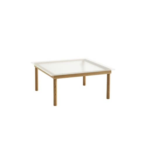 Couchtisch Kofi glas holz natur / 80 x 80 cm - Glas & Holz - Hay - Eiche / Riffelglas transparent - Geriffeltes Hartglas, massive Eiche