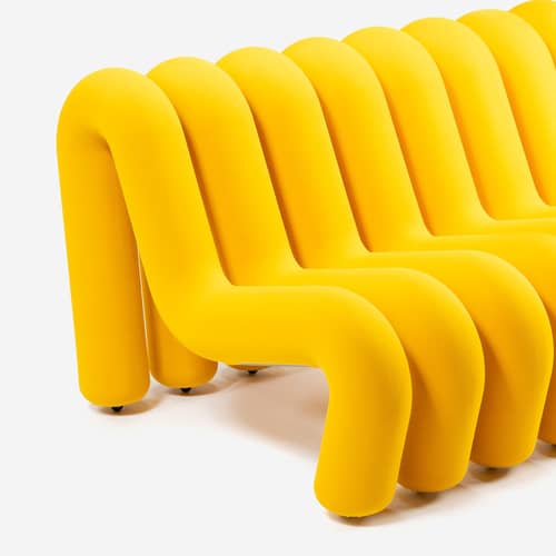 Sofa Extra Bold Sofa textil gelb / 2-Sitzer - L 148 cm (8 Röhren) - Moustache - Gelb - Kaltschaum, Stahl, Wolle