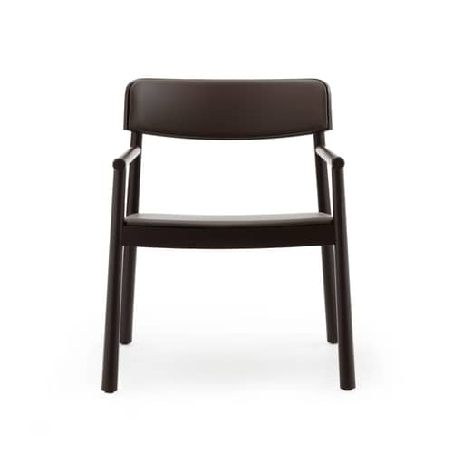 Fauteuil bas rembourré Timb cuir marron - Normann Copenhagen - Cuir chocolat / Frêne marron - Contreplaqué de frêne, Cuir, Frêne massif, Mousse