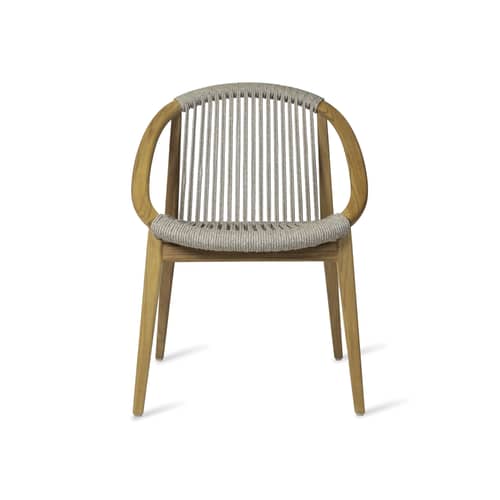 Fauteuil de repas Frida / Corde polypropylène tressée main - Vincent Sheppard - Blanc Dune - Corde polypropylène, Teck massif