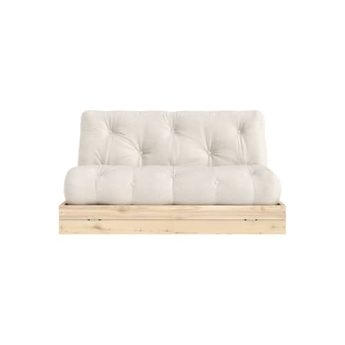 Divano convertibile Flip legno bianco / L 145 cm - 3 posizioni - KARUP - Lino 914 / Pino - Espanso, Fibre riciclate miste, Pino massello certificato FSC, Tessuto