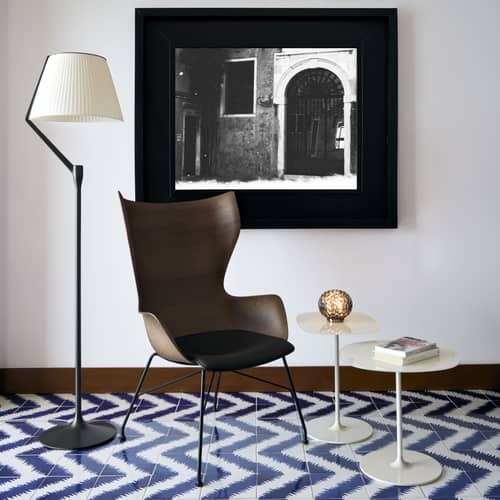 Angelo Stone LED Floor lamp metal brown / H 173 cm - Kartell - Titanium / Ecru Fabric - Aluminium, Cotton, Thermoplastic