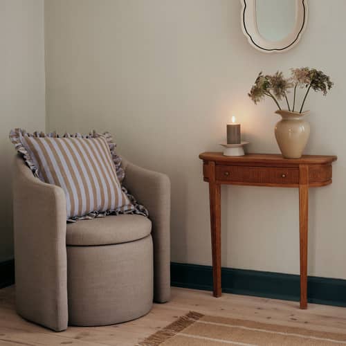 Housse de coussin Ina bleu / 50 x 50 cm - BROSTE COPENHAGEN - Bleu poudré / Brun Varech - Coton