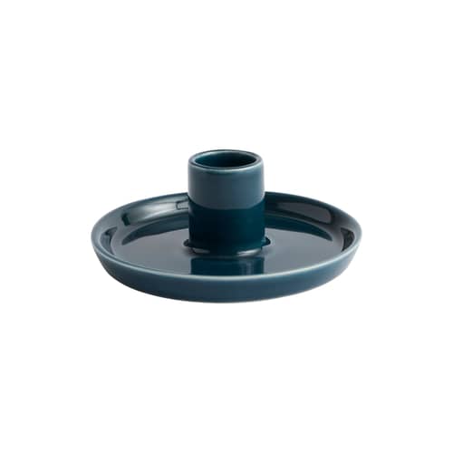 Kerzenleuchter Disc Small keramik grün / Für Langkerzen mit einem Durchmesser von 2,2 cm - Hay - Blaugrün - Fayence