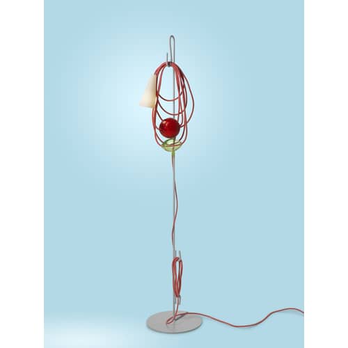 Lampadaire Filo métal verre céramique multicolore / H 152 cm - Foscarini - Emerald King - Métal verni, Porcelaine, Tissu, Verre de Murano