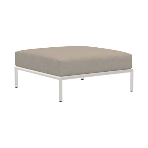 Outdoor-Hocker Level 2 textil beige / 81 x 81 cm - Houe - Beige Ash (Heritage) / Struktur Taubweiß - Polyurethan-Schaum, Sunbrella Heritage Stoff, thermolackierter Stahl