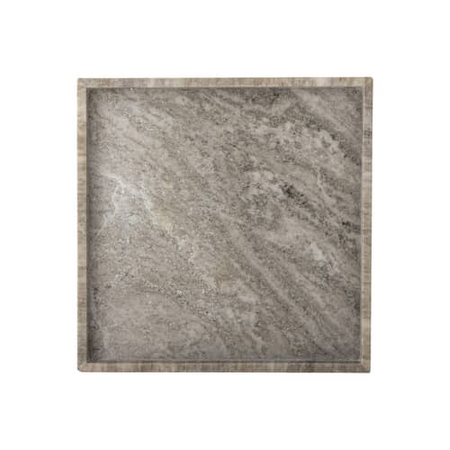Tablett Majsa marmor braun grau / Schlüsselschale - Marmor / 35 x 35 cm - Bloomingville - Braungrau - Marmor