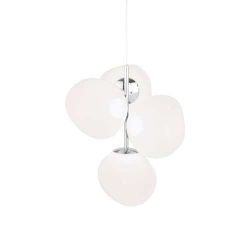 Pendelleuchte Melt Chandelier Mini plastikmaterial weiß / LED - Ø 54 x H 63 cm - Tom Dixon - Opaleszierendes Weiß / Verchromte Fassung - Geblasenes Polycarbonat, Stahl