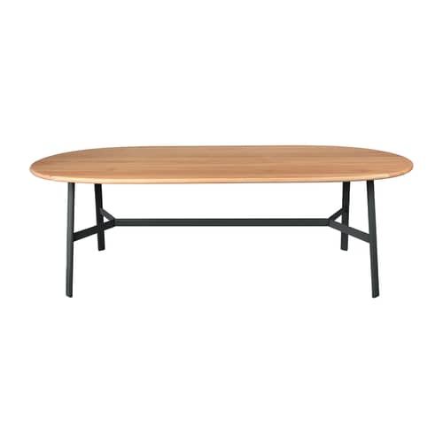 So\'O Oval table wood black / 220 x 95 cm - 9 to 10 people - Fermob - Carbon / Natural oak - Solid oak, Steel