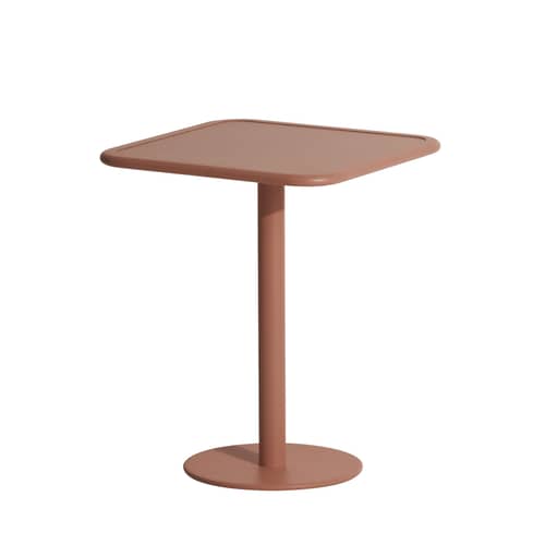quadratischer Tisch Week-end Bistrot metall braun / 60 x 60 cm - Aluminium - Petite Friture - Terrakotta - Aluminium