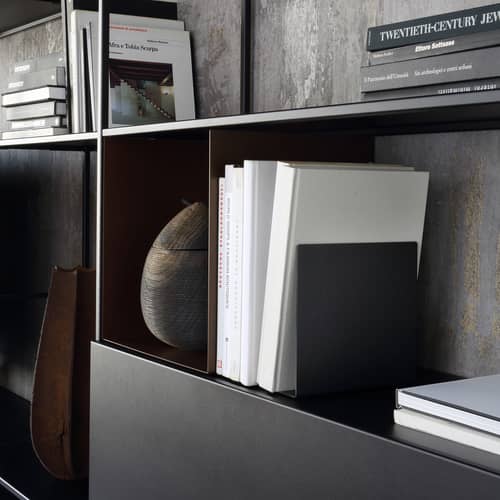 Serre-livres  métal noir Pour bibliothèque Easy Irony - Zeus - Noir cuivré (porte grillagée) - Acier