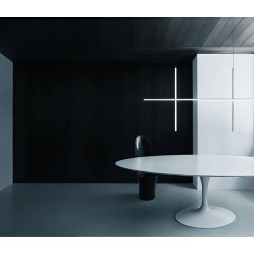 Sospensione Coordinates S2 grigio argento metallo LED / L 176 cm x H 92 cm - Flos - Argento - alluminio estruso