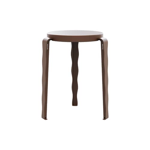 Stappelbarer Hocker Lou Vague by Uchronia holz braun / Einfarbiges Buchenfurnier - TIPTOE - Braun - Lackierte zertifizierte Buche, thermolackierter Stahl