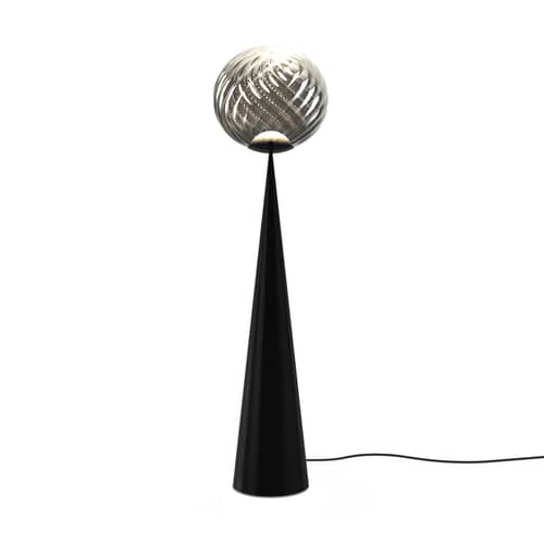 Stehleuchte Whirl Cone Fat plastikmaterial silber / LED - Ø 45 cm - Tom Dixon - Silber / Schwarzer Fuß - Halbmetallisierter Polycarbonat, Stahl