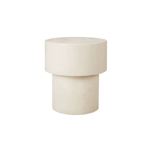Table d\'appoint Elements / Ø 41 x H 47 cm - Microciment - Ethnicraft - Blanc cassé - Microciment