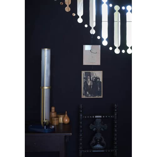 Frechin LED Table lamp glass white / H 65 cm - Glass & marble - DCW éditions - White & gold / Black marble - Borosilicated glass, Marble, Metal