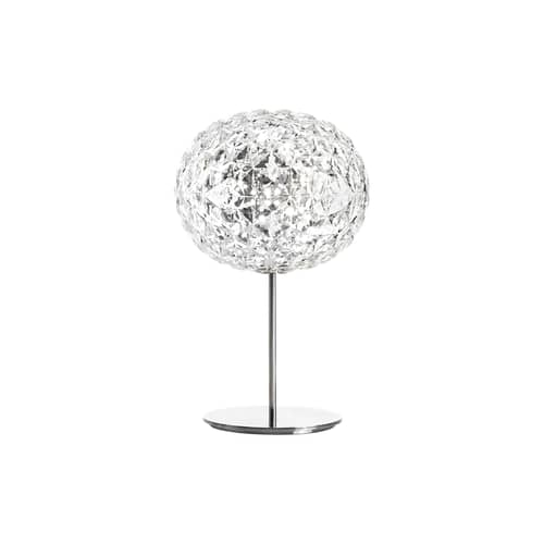 Planet LED Table lamp plastic material transparent LED - H 53 cm - Kartell - Crystal / Silver base - Aluminium, Thermoplastic technopolymer