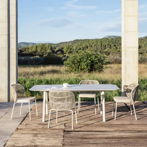 Table rectangulaire Kodo / 280 x 106 cm - Céramique effet terrazzo - Vincent Sheppard - 280 x 106 cm / Blanc effet terrazzo - Aluminium thermolaqué, Céramique