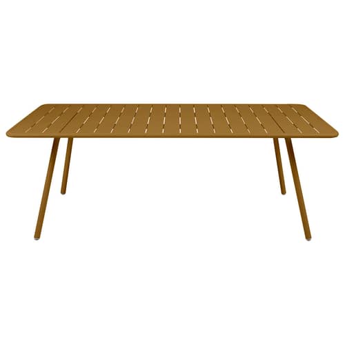 Table rectangulaire Luxembourg métal jaune / 207 x 100 cm - 8 à 10 personnes - Fermob - Pain d\'épices - Aluminium laqué