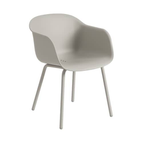 Fiber OUTDOOR Armchair plastic material grey / Recycled plastic - Muuto - Grey - 100% recycled plastic, Powder coated steel