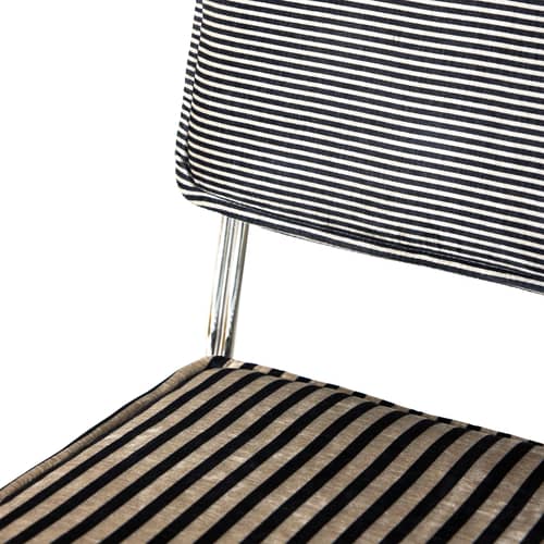 Chaise rembourrée Endless - HK LIVING - Rayé noir & beige (tissu Striped) - Acier chromé, Mousse, Tissu polyester