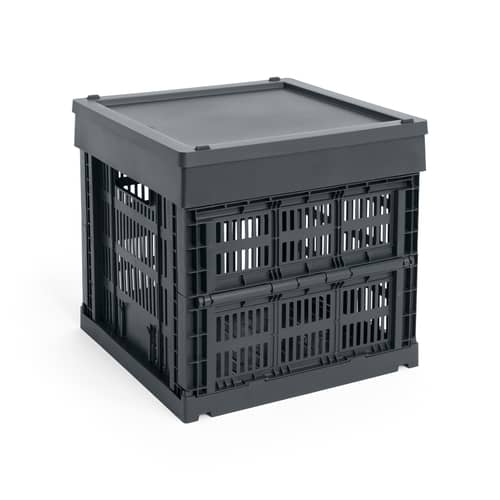 Couvercle  plastique gris / Pour panier Colour Crate Medium Square & Cube 30 x 30 cm / Seconde vie - Hay - Charbon - Polypropylène recyclé