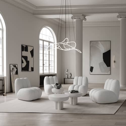 Fauteuil rembourré Toe blanc / Tissu bouclé - 101 COPENHAGEN - Blanc cassé (tissu bouclé) - Bois, Mousse, Tissu bouclé
