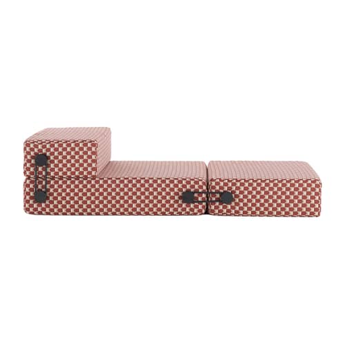 Chauffeuse convertible Trix OUTDOOR x Liberty tissu rouge / Lit d\'appoint - Kartell - Rouille (Liberty Obi Check) - Polyuréthane, Technopolymère thermoplastique, Tissu outdoor