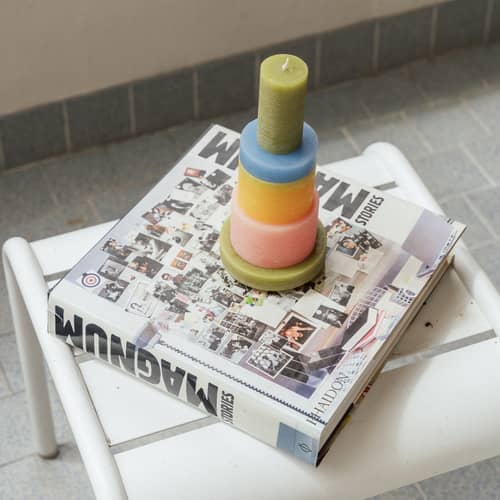 Kerze Candl Stack 03 wachs bunt / 5 stapelbare Module - Verbrennung 80 Stunden - STAN EDITIONS - Rosa & Gelb - Paraffin
