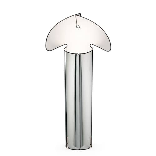 Lampadaire Chiara gris métal / Ø 72 x H 145 cm / Réédition 1969 - Flos - Acier poli / Liseré noir - Acier inoxydable