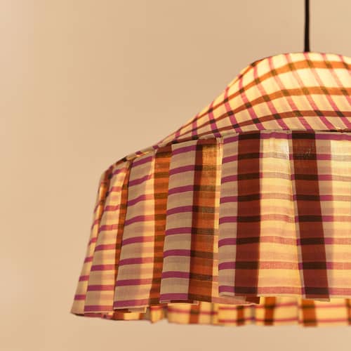 MÖBELZUBEHÖR Nicole textil braun / Ø 50 x H 28 cm - Baumwolle Voile - NOBODINOZ - Gestreift / Braun - Bio-Baumwollvoile