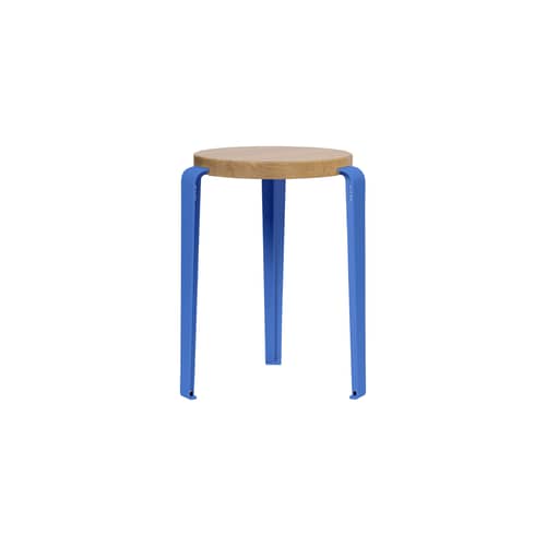 Sgabello Lou metallo blu / H 45 cm - Rovere eco-certificato - TIPTOE - Blu Azzurro - Acciaio termolaccato, Rovere massello eco-certificato