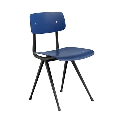 Stuhl Result holz blau / Neuauflage des Originals aus dem Jahr 1958 - Hay - Dunkelblau / Stuhlbeine schwarz - getöntes Eichenholzfurnier, lackierter Stahl