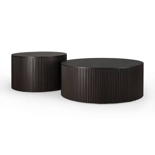Table basse Roller Max noir bois naturel / Coffre - Ø 80 x H 30 cm / Acajou - Ethnicraft - Acajou - Acajou teinté