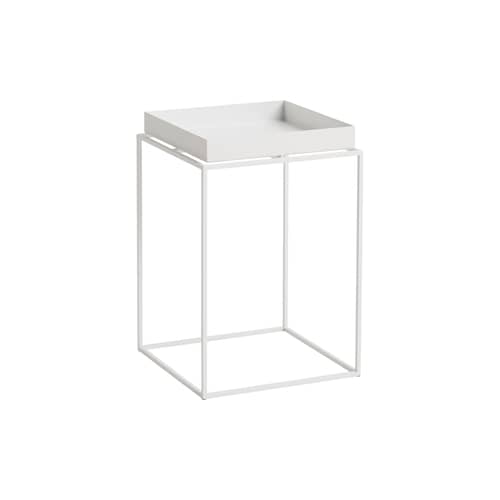 Table d\'appoint Tray Small High / 30 x 30 x H 44 cm - Hay - Blanc - Acier thermolaqué