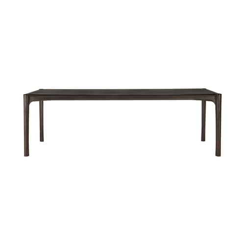Table rectangulaire PI bois marron / 240 x 100 cm - 10 personnes - Ethnicraft - Teck brun foncé - Teck massif