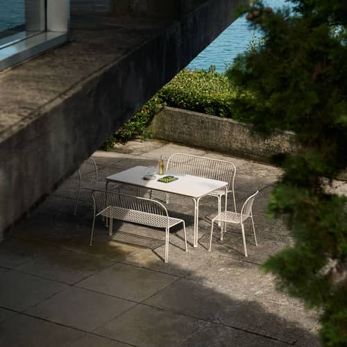 Table rectangulaire Thorvald SC113 métal blanc / 160 x 90 cm - 6 places - &tradition - Ivoire - Acier thermolaqué