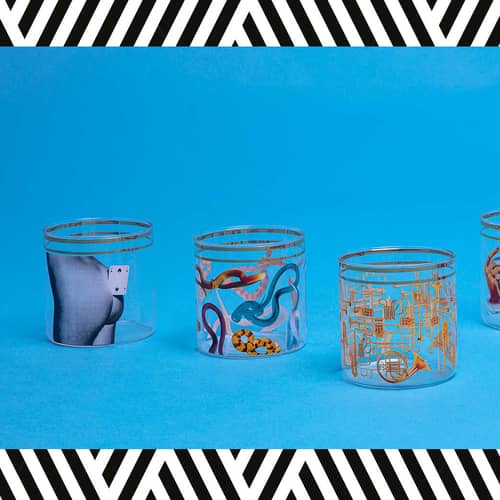 Verre Toiletpaper - Two of spades verre multicolore / H 8,5 cm - Seletti - Two of spades - Cire végétale, Verre borosilicaté