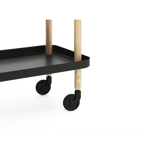 Ablage Block metall schwarz / auf Rollen - Normann Copenhagen - Schwarz - Esche, Stahl