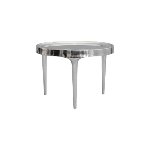 Couchtisch Phantom Low metall silber / Ø 50 x H 35 cm - 101 COPENHAGEN - Ø 50 x H 35 cm / Verchromt - Gegossenes Aluminium